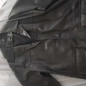 Coach Black Leather Coat Size L, But Wears Like XL As I Am XL and It Fits Great!